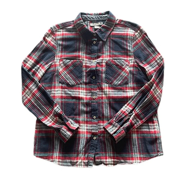Natural Reflections Plaid Long Sleeve Button Down Flannel Shirt Women’s Large - Picture 3 of 11